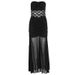 Women Strapless Lace Mesh Splicing Long Dress Famous Style Temperament Slim Fitting Dress For Fashion Girls_ecoleips.com