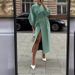 Autumn And Winter New Retro Lantern Sleeves Large Lapel Woolen Long Coat_ecoleips.com