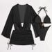 Aria Basics European American Style Two-piece Women, Sexy Four-piece Set With Sheer Cover-up And Tie-up Bikini, New Cross-border_ecoleips.com