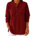 2026 Cross-Border European And American Autumn Winter New Corduroy Solid Color Loose Casual V-Neck Button Long Sleeve_ecoleips.com