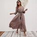 Women's Rayon Printed Dress With Waist Belt Button Down Design Three Quarter Sleeve Bohemian Dress For Vacations And Beaches_ecoleips.com