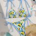 Floral Print Bikini Set For Women – Two-Tone Fabric Swimwear | High-Waisted & Adjustable Ties | Quick-Dry Polyester For Beach & Pool_ecoleips.com