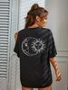 New Fashionable Casual Black T-shirt Clothing Simple Round Neck Short Sleeve Women's Top Loose Printed T-shirt_ecoleips.com