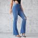 European And AmericanRipped Micro-La Women's Jeans Slim-fit Slimming High Waist Elastic Pants_ecoleips.com