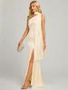 Sophisticated Women's Halter Neck High Slit Bodycon Evening Dress For Banquet & Party_ecoleips.com