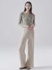 High End Wool Knitted For Women In Pring, Traight Wide Leg Pant, Elatic High Waited Looe And Lazy Tyle Floor_ecoleips.com