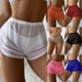 New European And American Sexy Solid Color Swimsuit Women's Four Corner Transparent Mesh Drawstring Beach Swimming Trunks Bikini Shorts_ecoleips.com
