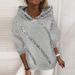 Trendy Oversized Hoodie Women's Pullover With Sparkle Applique - Streetwear Casual Comfort Fit In Black & Grey (S-3xl)_ecoleips.com