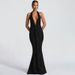 Sexy Deep V Backpack Hip Revealing Long Skirt Dress European American Style Lace up Ruffled Fishtail for Hot Girls 2025 Cross Border_ecoleips.com