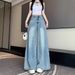 Plus-size Women's Wide-leg Jeans, Summer Thin Light Blue 2025, High-waisted, Slimming, Drapey, Loose Straight-leg_ecoleips.com