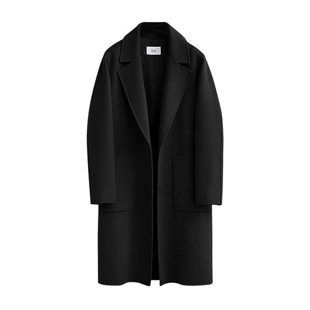 Double-sided European And American Women's Clothing New Woolen Coat Long Loose Woolen Coat Women's Gray Black_ecoleips.com