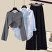 Women’s Clothing Fashion autumn suit women sweater women new large size women's shirt wide leg pants three piece knitted slim_ecoleips.com