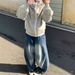 American-style High-end Gray Hooded Sweatshirt Women, 2025 New Model, Popular Hot Item This Year, Casual Thick Coat For_ecoleips.com