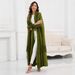 Modest Abaya Dress Trendy Solid Color Batwing Sleeve Kimono Cardigan – Loose & Flowy Women’s Cover-Up_ecoleips.com