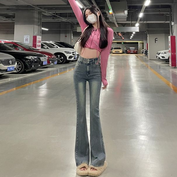 High-waisted Flared Jeans For Women, Spring And Autumn 2026 New Style, Slimming, Figure-flattering, Stretchy,_ecoleips.com