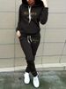 Personalized Letter Print Fleece-Lined Tracksuit Set Winter Warmth Sportswear Black S-XXL_ecoleips.com