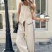Women's Clothing Ready Stock Summer Size Women's Contrast Color Sleeveless Single Breasted Vest And Drawstring Trousers Suit_ecoleips.com