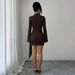 Elegant Fashion Solid Color Slimming Waist Fitted Long Sleeve Dress With Metal Buckle For Women Casual Daily Formal Occasion Wear_ecoleips.com