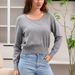 Women's Stylish Cropped Sweater - Soft & Cozy Knit Top With Unique Design, Casual Loose Fit, Striped Pattern_ecoleips.com