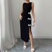 Rui Chuo Cross-Border Foreign Trade Independent Station European And American 2025 Autumn Slim Fit Bow Sleeveless Slit_ecoleips.com