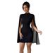 Women's Clothing Women's Round Neck Ribbed Chiffon Cape Dress Style Hip Dress For Formal & Casual For Women_ecoleips.com