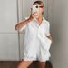 Women's Summer Beach Two Piece Set Openwork Sun Protection Cardigan Top With Short Sleeves And Matching Shorts_ecoleips.com
