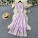 Women's French Style Printed Two Piece Set Short Sleeved Embroidered Summer Casual Slimming Waist Cinching Youthful_ecoleips.com