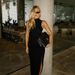 Women Fashion Sexy Round Neck Slim Fit Sleeveless Slit Hem Dress Casual Party Evening Bodycon Dress_ecoleips.com