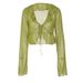 Summer Ruffled Trim Tie Neck Long Sleeved Transparent Top for Women European And American Style Wholesale Foreign Trade_ecoleips.com