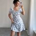 Summer Floral Print Stretch Dress – Square Neck, Puff Sleeves, A-Line Fit, Polyester Elegance (S-Xxl)_ecoleips.com