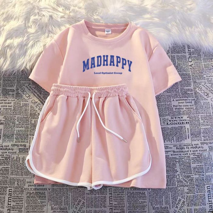 Women's Korean Style Milk Silk Lounge Set - Drawstring Short Sleeve Top & Loose Shorts 2-Piece Outfit (Casual, Sporty, Coords)_ecoleips.com