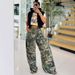 Women's Clothing Summer New Camouflage Print High Waist Straight Loose Camouflage Overalls_ecoleips.com
