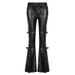 Aria Basics Dark-style Buckle Waist Hollow-out PU Casual For Women, 2025 Autumn European And American Low-waist Straight-leg Leather_ecoleips.com