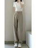 K Women's Trousers, Pear-shaped Figure, Women's Khaki High-waisted Straight-leg Jeans, Large Size Loose_ecoleips.com