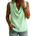 Summer Turtleneck Vest For Women Casual Cotton Linen Sleeveless Shirt American Style Fashion Top_ecoleips.com