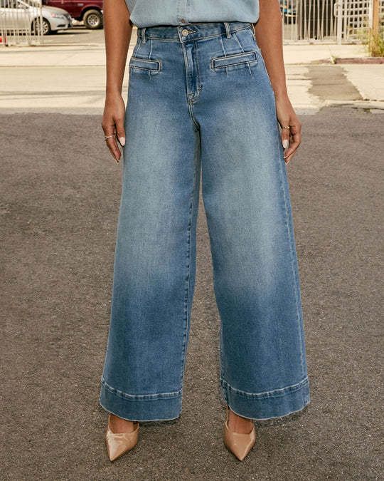 Women's High Waist Straight Leg Jeans - Stretchy Wide Fit Denim Pants With Vintage Wash, Slimming & Comfortable, Sizes S-XXL_ecoleips.com