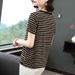 This Korean-Style Short-Sleeved, T-Shirt-Style Summer Striped Blouse Is Perfect For Middle-Aged Mothers It Helps Them_ecoleips.com