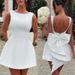 Aria Basics Aria Basics Foreign Trade European And American New Women's Pearl Bow Slim Fit Short Hot Girl Waist-Cinching Backless A-Line Solid_ecoleips.com