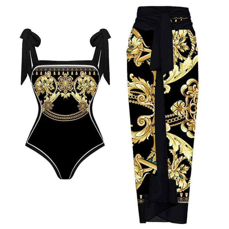 Women's Clothing New Double Sided Retro Printed One Piece Swimsuit_ecoleips.com