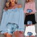 Women's Clothing Hot Sale New Elegant Style Casual Off Shoulder Long Sleeved Tops Lotus Leaf Sleeves Shirt Loose Plus Size Women's Clothing_ecoleips.com