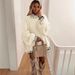 Women's Clothing Women's High Neck Oversized Sweater With Contrast Color Design - Soft Polyester Blend, Loose Fit, Streetwear Chic_ecoleips.com