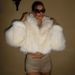 Faux Fox Fur Short Coat With Lapel Collar - Oversized Eco-Friendly Faux Fur Jacket For Women, Winter Warm Plush Coat In Beige (S/M/L)_ecoleips.com