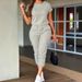 Women's Cargo Jogger Pants & Solid Top 2-Piece Set, Casual Streetwear Outfit For Summer Breathable Summer Wear_ecoleips.com