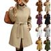 Women's Retro Solid Color Button Stand Collar Woolen Coat Autumn Winter Style Outerwear_ecoleips.com