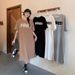 Fashion Letter-printed Short-sleeved Women's Maternity Dress Summer Loose Crew Neck Home Wear_ecoleips.com