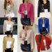 Long Sleeve Round Neck Bling Blouse – Slim Fit Metallic Thread Knit Cardigan (Black/Red/Rose Gold/Silver/Champagne)_ecoleips.com