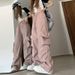 American Style Trendy Retro Quick-Dry Cargo Casual Pants For Women Summer High Waist Straight Loose Floor-Length_ecoleips.com