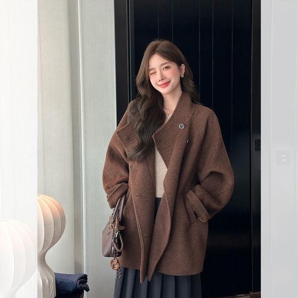 New Design Wool Cashmere 5 Autumn Winter Korean Style Double-Sided Woolen Coat For Women_ecoleips.com