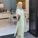 Middle East Arab Cross Border Women's Clothing 2024 New Fashion Loose Mid Length Long Sleeved Shirt Skirt Suit_ecoleips.com