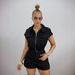 TW878 Elegant High-Waisted Button-Down Collar Zip-Up Top Women's Streetwear Two-Piece Set European American Cross-Border Style Commuter Fashion_ecoleips.com